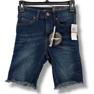 Dollhouse Dark Wash Frayed Hem Denim Bermuda Shorts